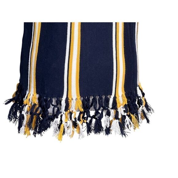 Cremieux Blue Striped Dolman Hand Tied Fringe Sweater sz Small Modern Boho - Picture 2 of 11